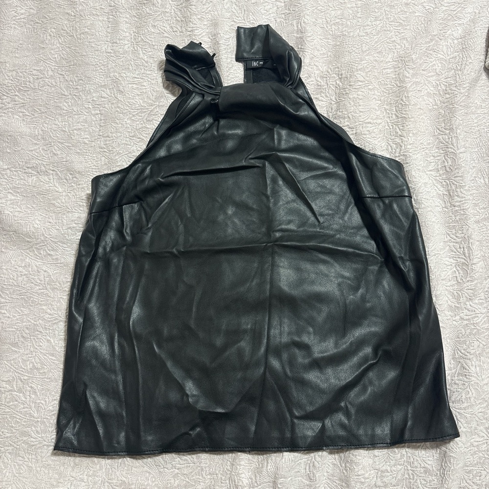Black Faux Leather Halter Top